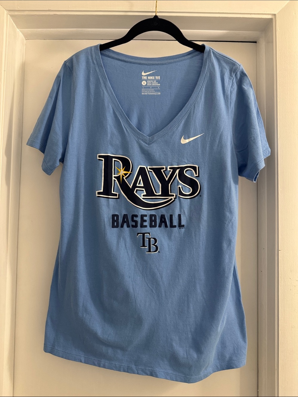 Nike Light Blue Tampa Bay Rays V-Neck Baseball Tee